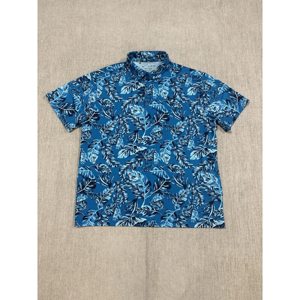 Under Armour The Playoff Polo Mens XL Blue Floral AOP Performance Golf
